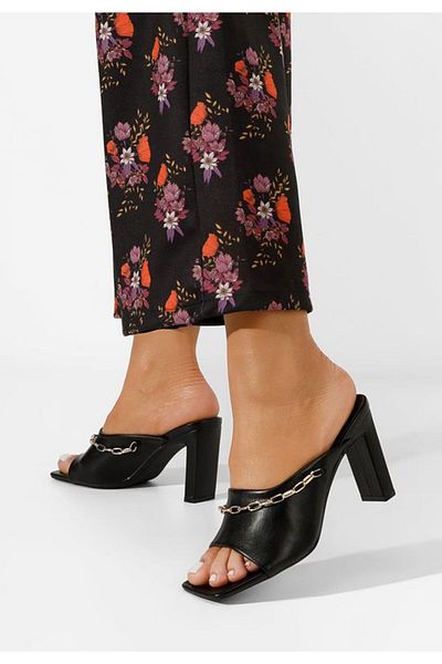 B T Shoes Meldora black chain slippers