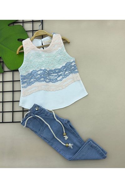 ÖRZİKİDS Summer Brode O-Neck Jeans Suit 2/5 Years Old