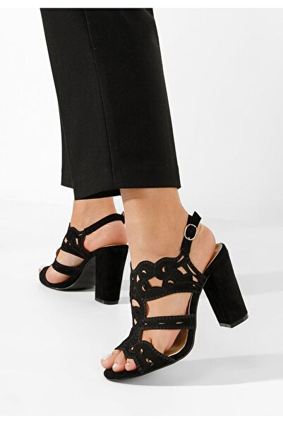 B T Shoes Sandale cu toc gros Delise negre