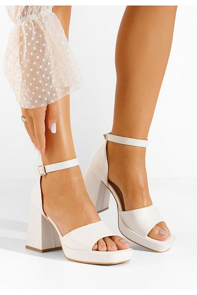 B T Shoes Alexaria white heeled sandals