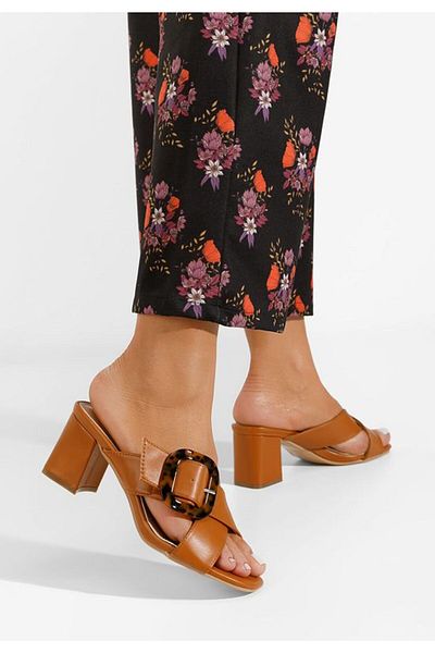 B T Shoes Berieda brown heeled slippers