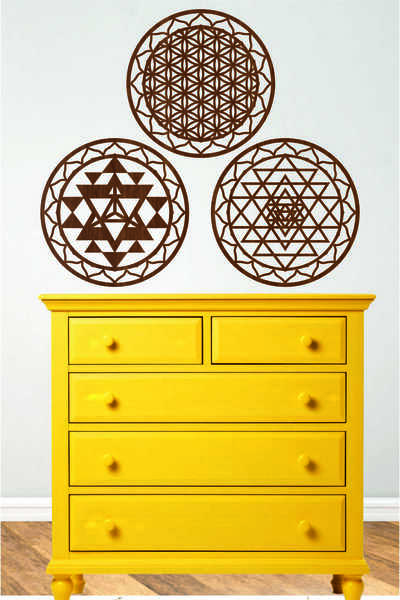 UNT Set de geometrie sacră 3 în 1 (Floarea vieții, Sri Yantra și Merkaba)