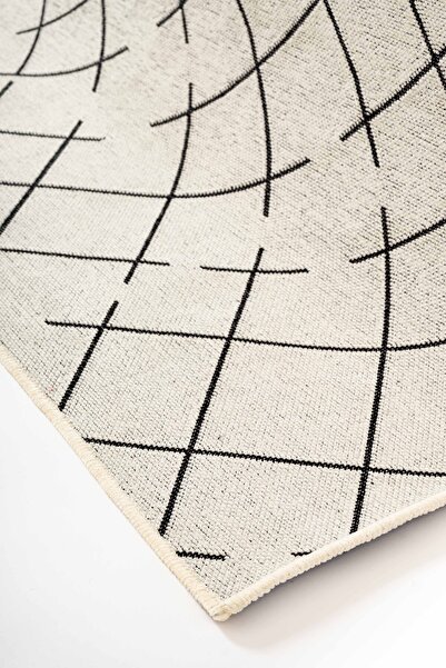Lorente Home Μοκέτα Moreno Viscose Woven Αντιολισθητική Βάση Πλενόμενη Κρεμ Μαύρη Μοκέτα Διάδρομου 1156