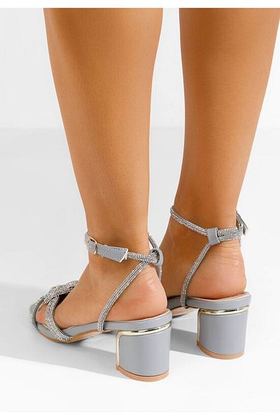 B T Shoes Sandale elegante cu toc mic Oriana bleu