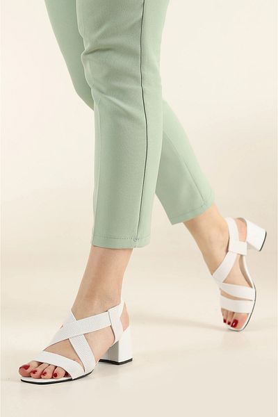 POPULARSHOP Knitwear Elastic Heeled Sandals