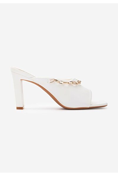 B T Shoes Papuci cu lant Meldora albi