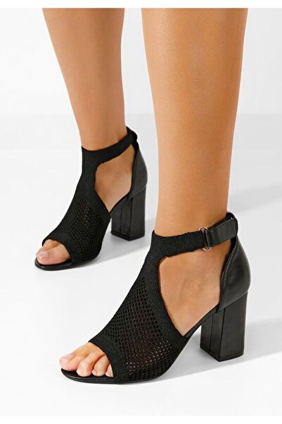 B T Shoes Sandale cu toc gros Oxiana negre