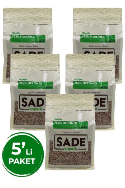 SADE ORGANİK YEŞİL MERCİMEK 1000 GR 5 Lİ PAKET