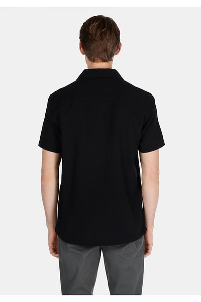 Colin's Regular Fit Shirt Neck Plain Men's Black Short Sleeve Shirt