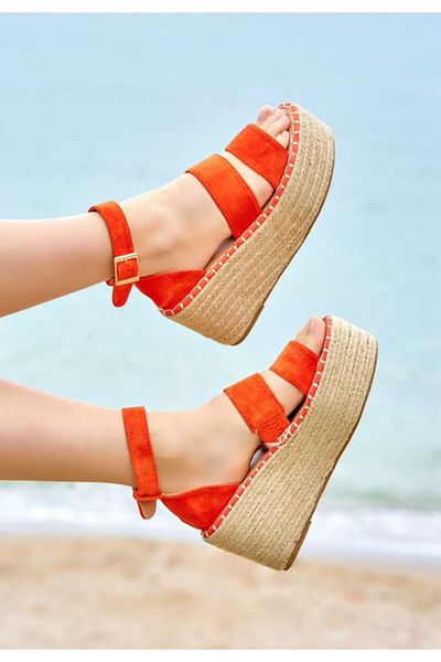 B T Shoes Sandale cu platformă Atenas Portocalii