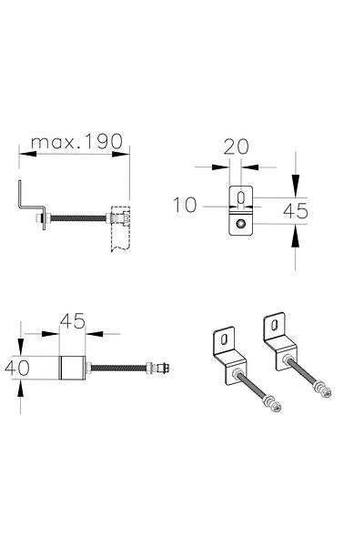 VitrA Cot 90 grade pentru rezervor WC ingropat, lung