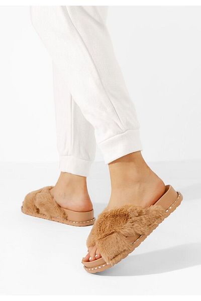B T Shoes Papuci de casa pufosi camel Lightness