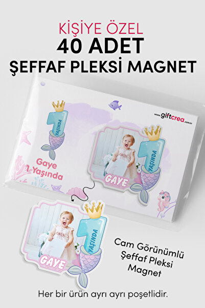 giftcrea Kişiselleştirilebilir Doğum Gününe Özel Şeffaf Pleksi Magnet – Deniz...