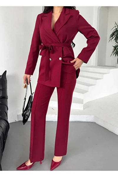 MYGİYİMİSTANBUL Tie-Up Blazer Jacket Trousers Set