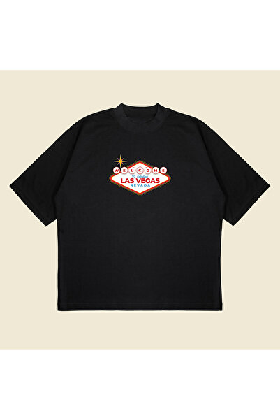 PURE POWER Welcome Las Vegas Надрукована Oversize Unisex Бавовняна Дихаюча То...