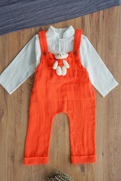 nurbeli X Silk Atlas Girl Boy Baby and Child Shirt Muslin Salopet Suit