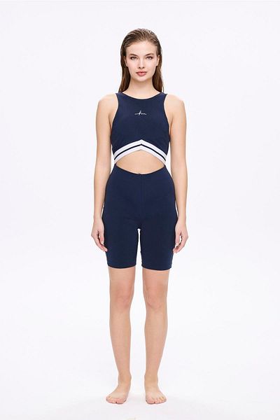 Haşema Navy Blue Special Mold One Piece Ημι-Κλειστό Μαγιό - Ολόσωμη φόρμα 5026