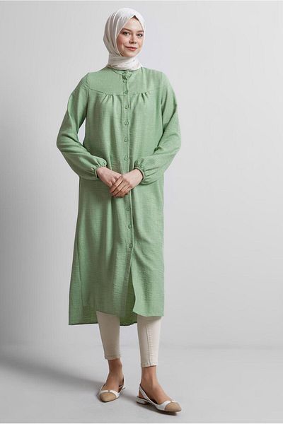 TRENDTESETTÜR Women's Green (Çağla) Long Tunic t 0716