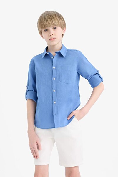 DeFacto Хлопчача сорочка з короткими рукавами B5983a8/be422 D.blue