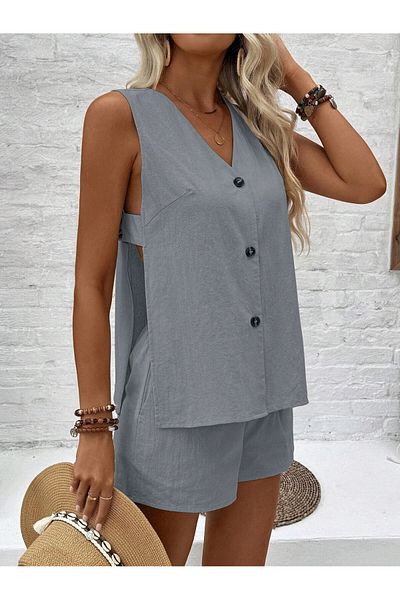 Mothermood Linen Summer Tank Top Shorts Double Set