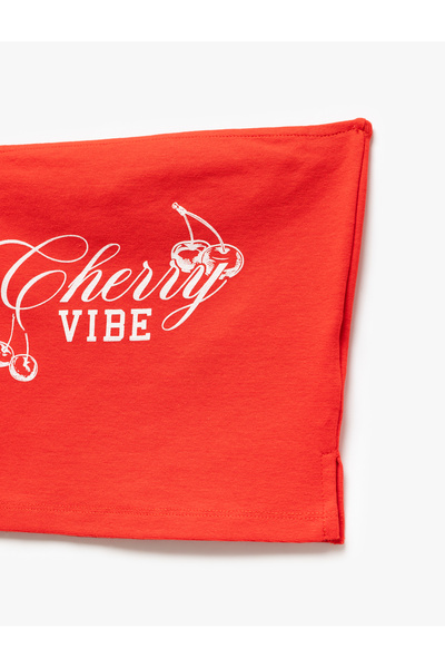 Koton Cotton Strapless Printed Sleeveless Crop Tank Top