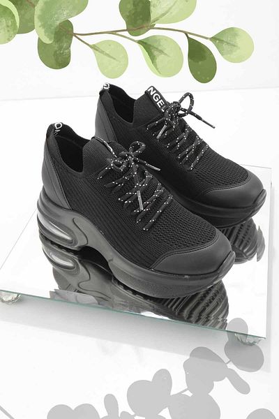 Bambi Black Knitwear Women's Sneaker K01932400982