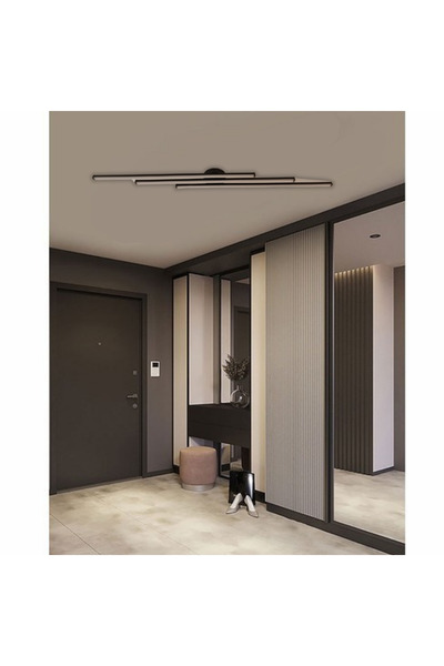 Mikro Light Project Modern Tavan Koridor Aydınlatması Çubuk Samsung Ledli Siyah Günışığı Lineer Avize Armatür Üçlü