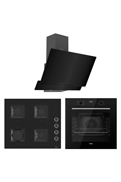 Ferre Flowart Ventora Pro Siyah 3'lü Ankastre Set ( QBL63CS-SS205-D063 )