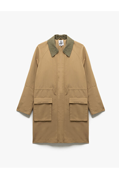 Koton Довгий тренч із застібкою-блискавкою та кишенями на комірі