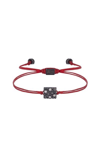 Juju Red String Square Bracelet with Stones in the Middle