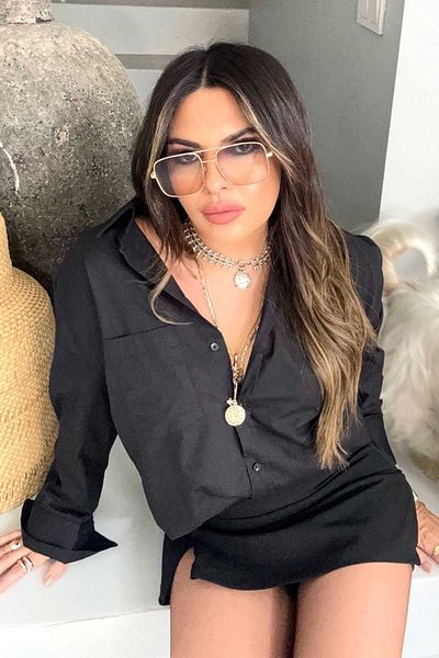 Sohotique By P Cămașă ZR Basic Poplin neagră cu perie argintie