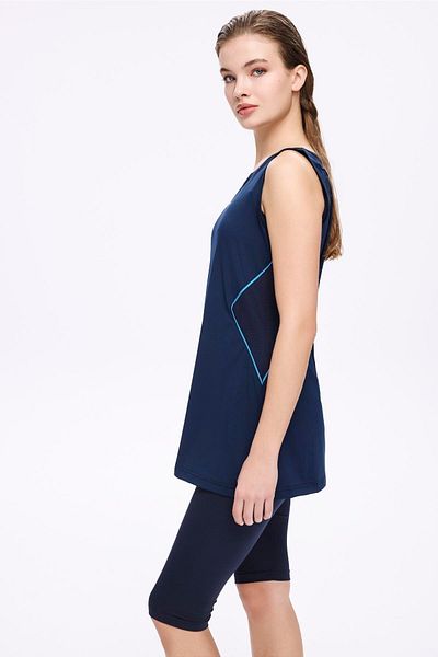 Haşema Navy Blue 4 Piece Semi-Closed Swimsuit Set 5025
