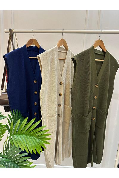 Butik Stylish Knitwear, Tunic and Vest Set - Bk-7112
