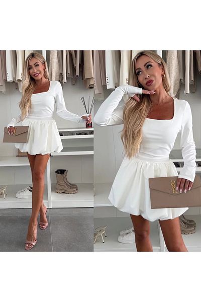 adorashop Rochie scurta cu fusta balon si maneca lunga IT5101