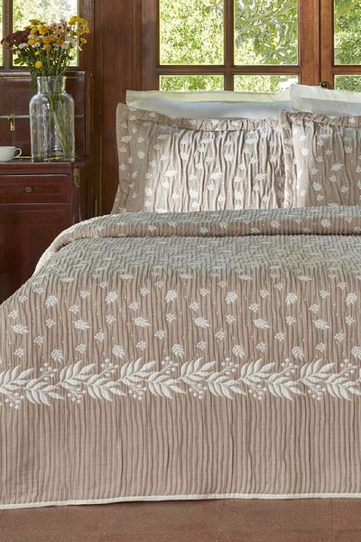 Karaca Home Beige Sasil Double Bedspread Set