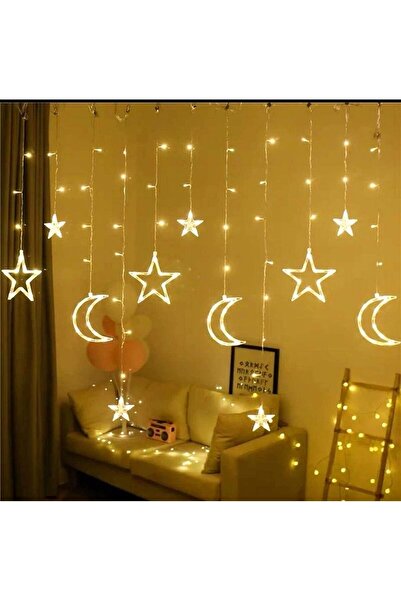 SCIENISH سلسلة أضواء LED - أضواء زخرفية على شكل نجوم وقمر (أصفر)