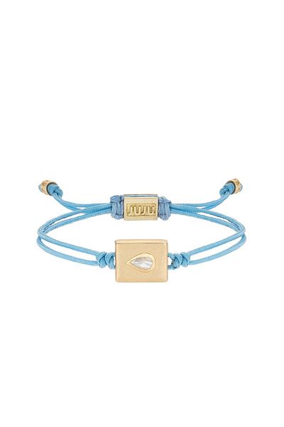 Juju Bronze Rectangular Turquoise String Bracelet with White Stones in the Middle