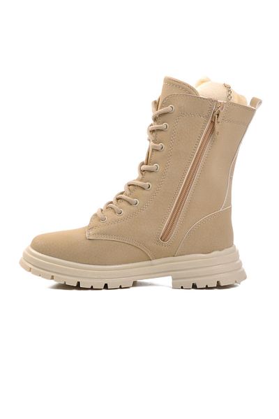 AYAKMOD Perla F Beige Γνήσιες Δερμάτινες Κοριτσίστικες Μπότες