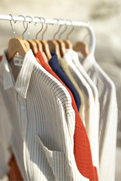 no7man Mikonos Khaki Striped Shirt