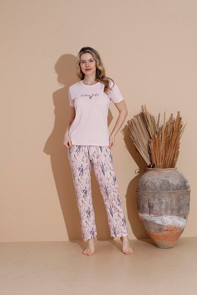Pemilo Pink Women's Short Sleeve Pajama Set 20252