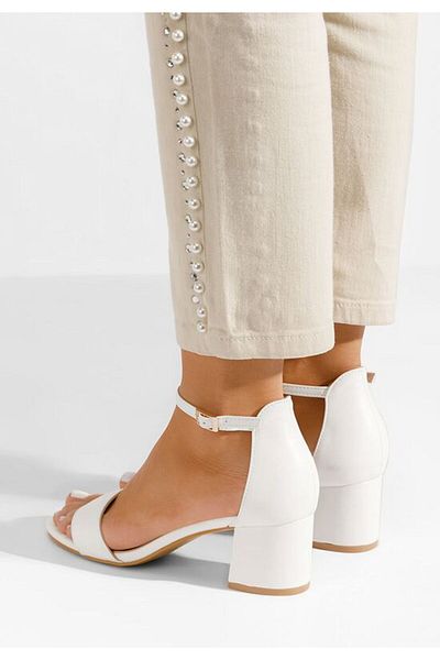 B T Shoes White Nomeria V2 thick heel sandals