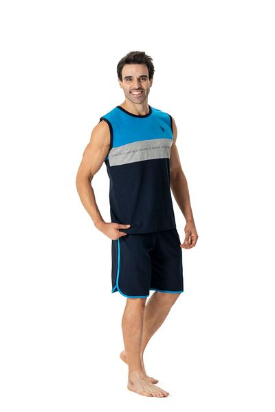 U.S. Polo Assn. US Polo Assn18776 Set de pijamale cu bretele groase pentru bărbați cu pantaloni scurți-albastru