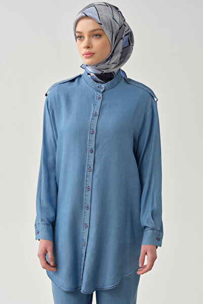 Tuğba Omuz Apoletli Tunik - İndigo