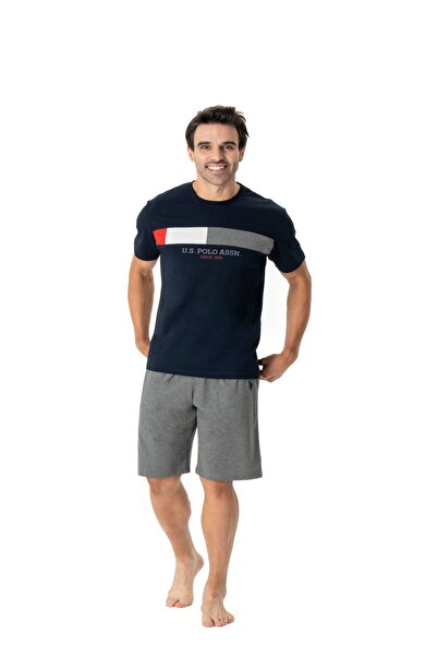 U.S. Polo Assn. يو اس بولو اسن18764 طقم بيجامة رجالي برقبة دائرية وأكمام قصير...