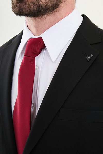 Mcr Plain Black Slim Fit Mono Collar Men's Suit
