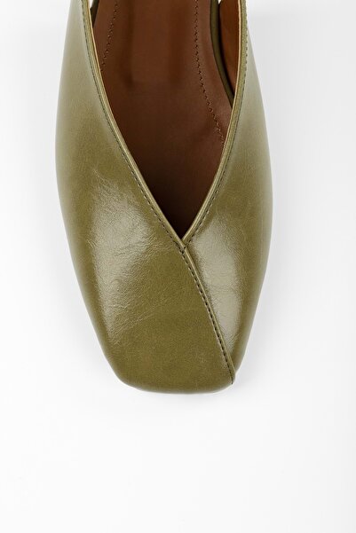 Shoeberry Női Noya olajzöld bőrű balerinák