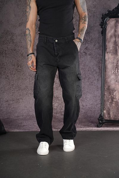 king brich Ανδρικό τζιν παντελόνι Baggy Fit Pocket