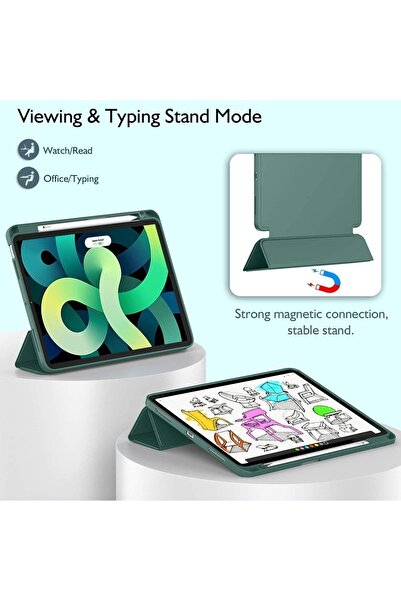 UnDePlus حافظة متوافقة مع iPad Air 11 بوصة M2/m3 Air 4/5th الجيل 10.9 مع حجرة قلم شحن القلم