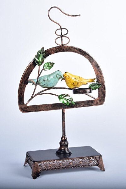 SETABIANCA Seta Lıvıng Mumluk Tealıght Kuşlu Metal Ayaklı 22*8*40 Cm