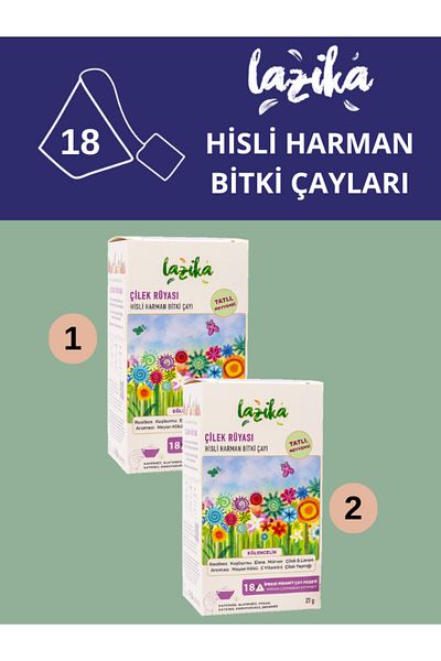 LAZİKA (Set of 2) Strawberry Dream Herbal Tea, Decaf 18 Pyramid Sachets